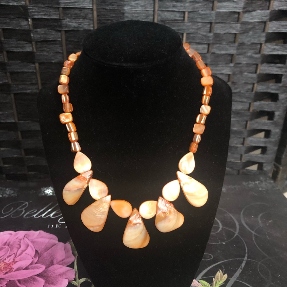 Orange Puerto Rican Beachy Shell Necklace - image 1